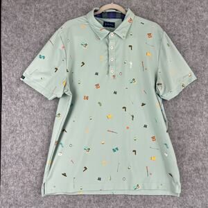 William Murray Polo Golf Shirt Mens Large Green Happy Glamper Camp Performance